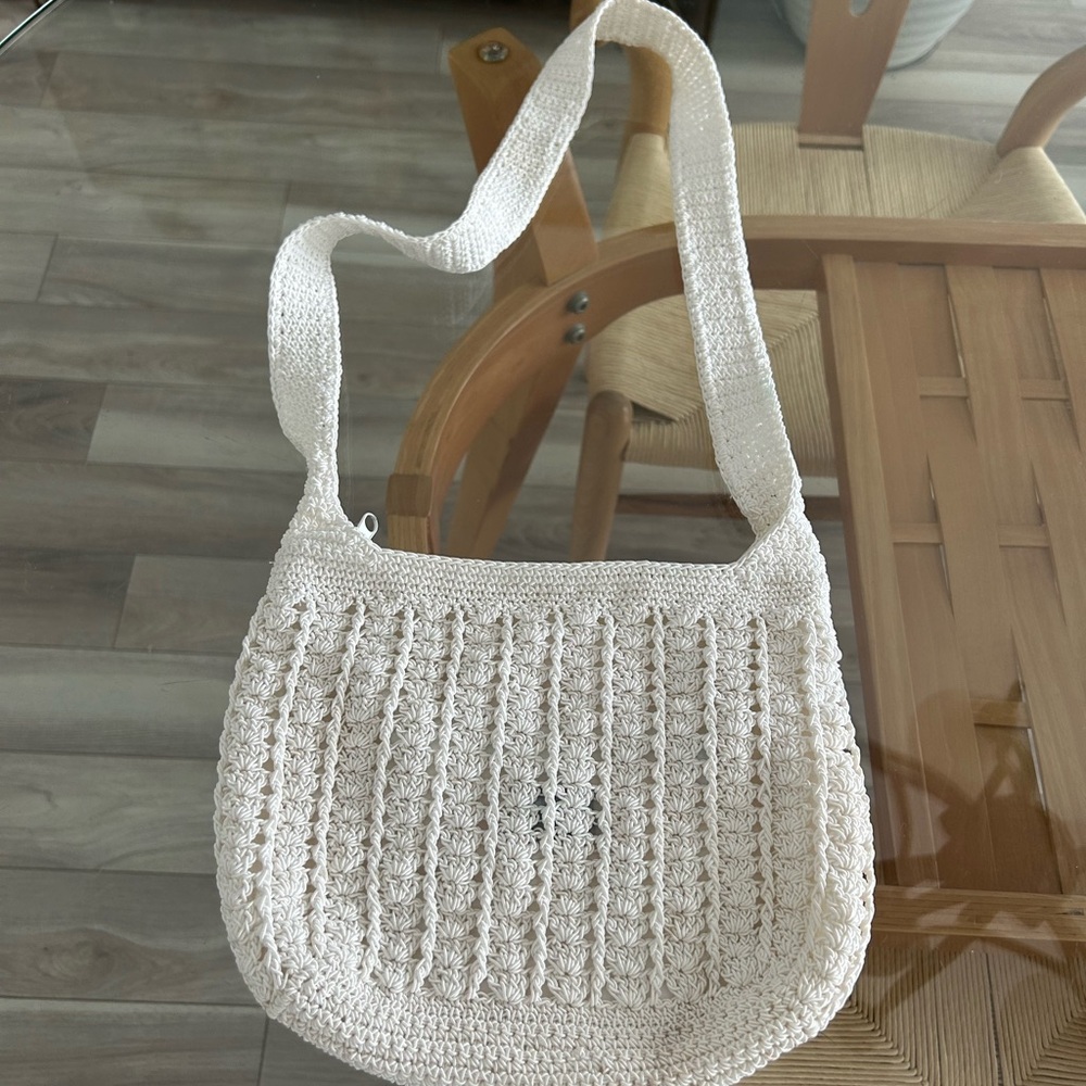 Vintage White Cotton Crochet Bag - Picture 2 of 10